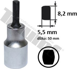 Rozťahovacia hlavica 1/2" vstup šírka 5,5 - 8,2 mm, L = 60 mm