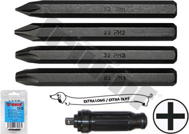 Sada dlhých bitov PH1,PH2,PH3,PH4 x80 mm,k úderovému skrutkovaču 28844