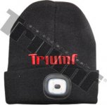 Zimná čiapka so svetielkom, čierna, červené logo Triumf