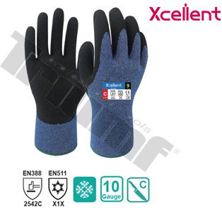 Rukavica pracovná xcellent, 51-818, zateplená, termovlákno, pieskový latex 10 / XL