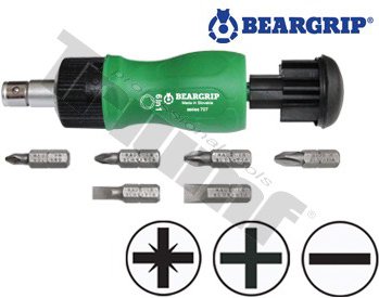 Mini račnový skrutkovač, 12v1, séria 707, červený, Beargrip  (B-T)