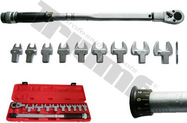 Momentový kľúč 1/2" 40-210 Nm+sada vidlic.adap.,13-14-15-17-19-22-24-27-30mm,aret. na konci