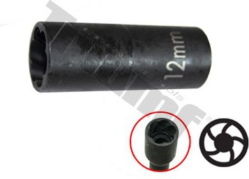 Hlavica 8mm 1/4" vstup, na poškodené skrutky, matice 12 mm