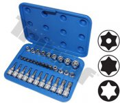 Sada Torx bitov a E - hlavíc v 3/8", 34 - dielna