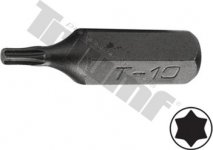 Bit Torx nevŕtaný, 8 mm (5/16") driek, dĺžka 30 mm T10