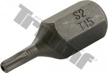 Bit Torx vŕtaný, 10 mm driek, dĺžka 30 mm T15