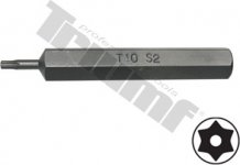 Bit Torx vŕtaný, 10 mm driek, dĺžka 75 mm T10