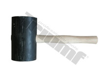 Kladivo gumené čierne, súdkovitý tvar, maxi, drevená rukoväť - Ø100x170 mm